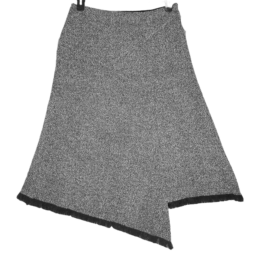 Parameter Anthropologie Skirt Black & White Boucle Fringe Wrap Size 10